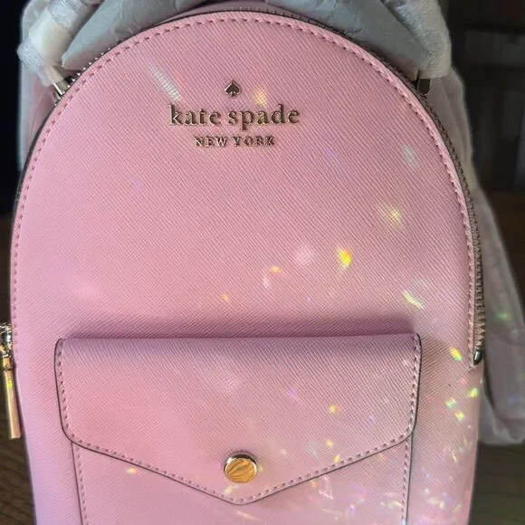 Kate Spade mini backpack NWT $299 pink saffiano pvc - Picture 2 of 4